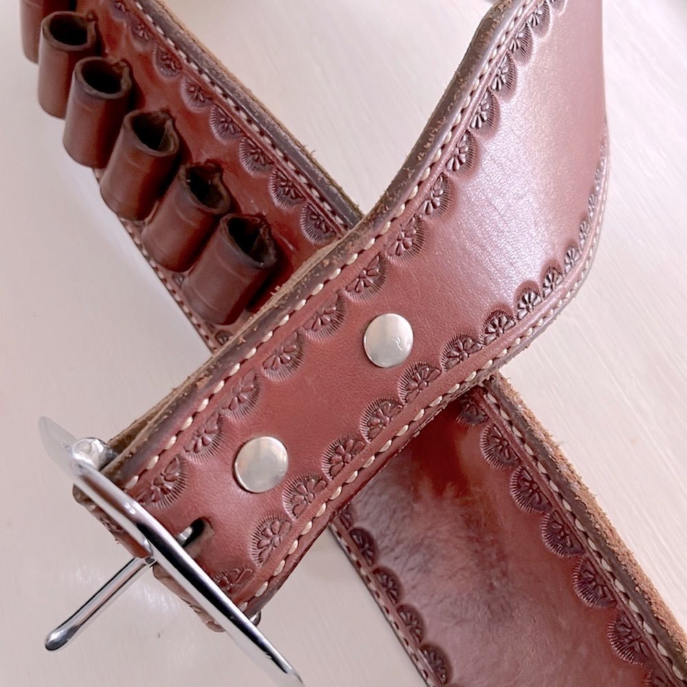 Solid Hand Hammered Leather Cartridge/Bullet Belt… - image 1
